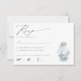 Elegant Nautical Beach Seashell Wedding RSVP Karte