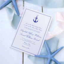 Elegant Nautical Clean Monogram Wedding Einladung