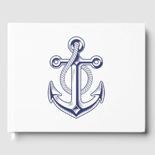 Elegant Nautical Sailor Navy Blue Anchor Hochzeit Gästebuch