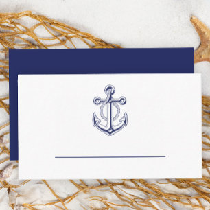 Elegant Nautical Sailor Navy Blue Anchor Hochzeit Platzkarte