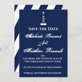 Elegant Nautical Save the Date - Navy Blue, Einladung
