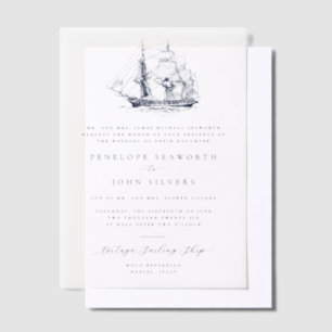 Elegant Nautical Ship Illustration formale Hochzei
