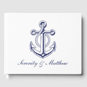 Elegant Nautical Wedding Navy Blue Anchor Segler Gästebuch