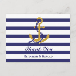 Elegant Nautical Wedding Vielen Dank Postkarte
