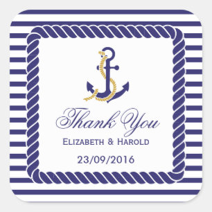 Elegant Nautical Wedding Vielen Dank Quadratischer Aufkleber