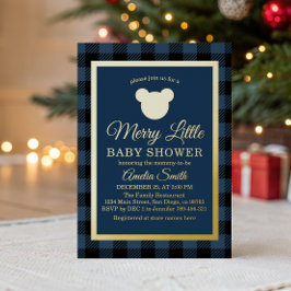 Elegant Navy and Gold Baby Shower Winter Folieneinladung