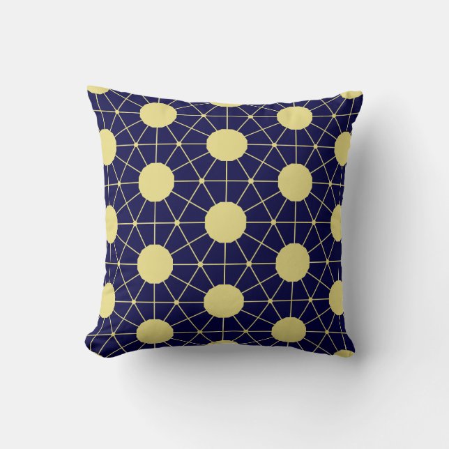 Elegant Navy and Gold Geometric Tile Pattern Kissen (Vorderseite)