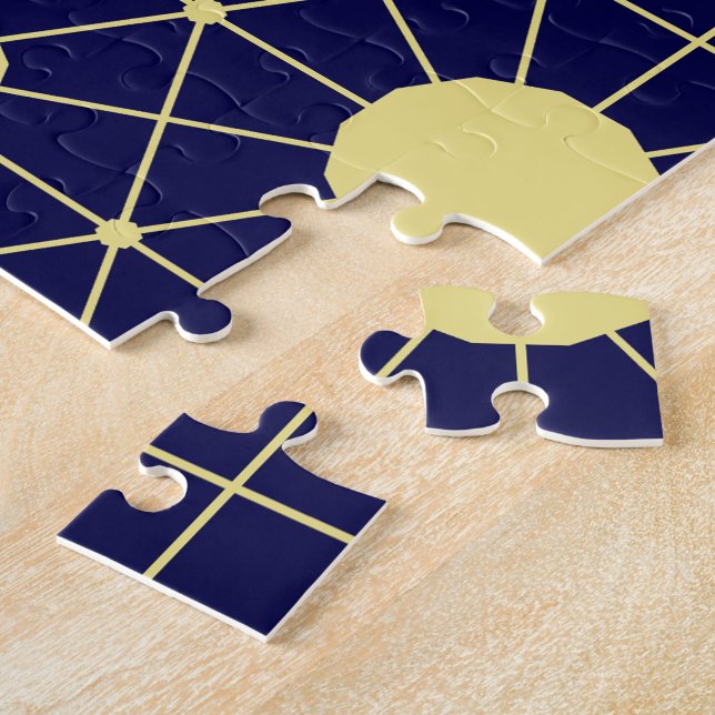Elegant Navy and Gold Geometric Tile Pattern Puzzle (Seite)