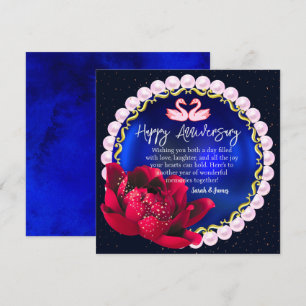 Elegant Navy-Blue 5. Happy Wedding Jubiläum Karte