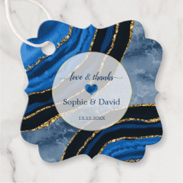 Elegant Navy Blue Agate Gold Marble Wedding Geschenkanhänger