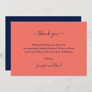 Elegant Navy Blue and Coral Dankeschön Card Dankeskarte