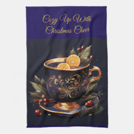 Elegant Navy Blue and Gold Christmas Geschirrtuch