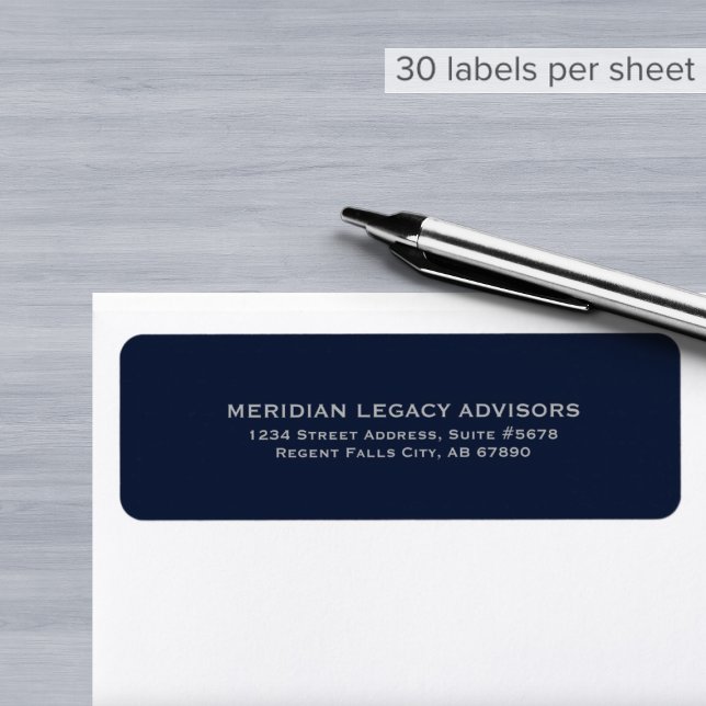 Elegant Navy Blue and Gray Return Address Label (Von Creator hochgeladen)