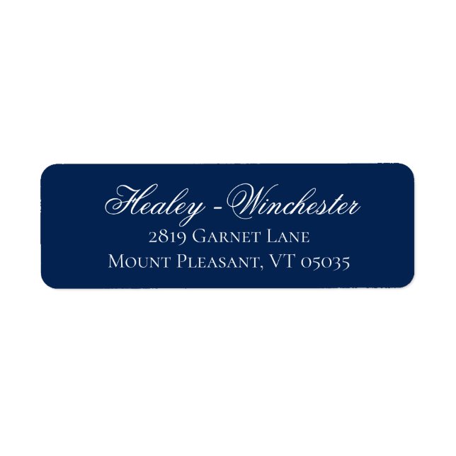 Elegant Navy Blue and White Wedding Address Label (Vorne)