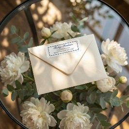 Elegant Navy Blue and White Wedding Address Label