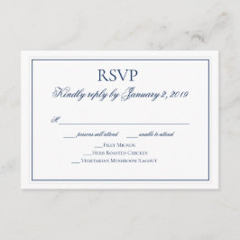 Elegant Navy Blue and White Wedding RSVP