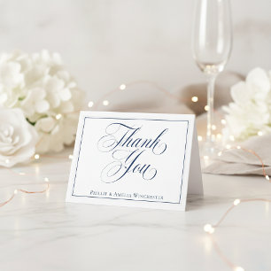 Elegant Navy Blue and White Wedding Vielen Dank Dankeskarte