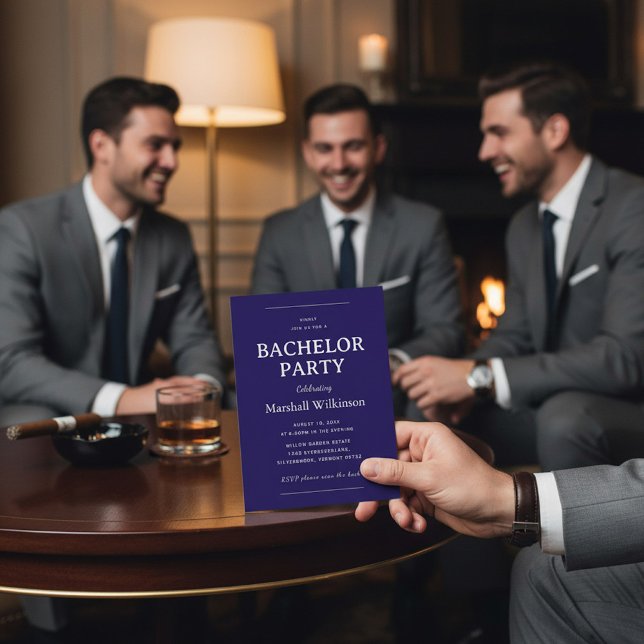 Elegant Navy Blue Bachelor Party  QR Code Einladung (Von Creator hochgeladen)
