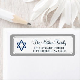 Elegant Navy Blue Bar Mitzvah Return Address