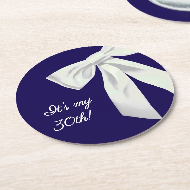 Elegant Navy Blue Birthday Paper Untersetzer (Angewinkelt)