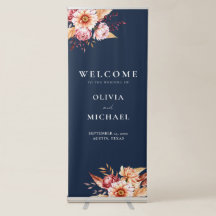 Elegant Navy Blue Boho Chic Floral Wedding Willkom