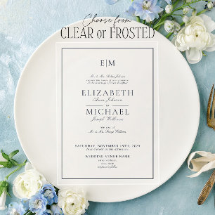 Elegant Navy Blue Classic Script Monogram Wedding Acryleinladungen