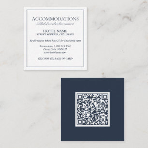 Elegant Navy Blue Classic Script QR Code Hochzeit Begleitkarte