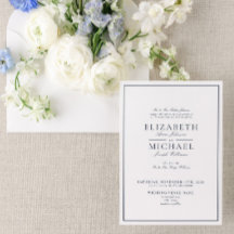 Elegant Navy Blue Classic Script Wedding