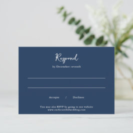 Elegant Navy Blue Clean Wedding RSVP Karte