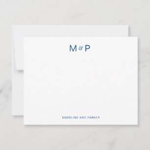 Elegant Navy Blue Contemporary Couple Monogram Mitteilungskarte