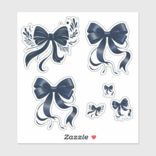 Elegant Navy Blue Coquette Bows Aufkleber