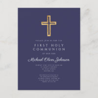 Elegant Navy Blue Cross Boy First Communation