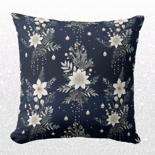 Elegant Navy Blue Floral Kissen