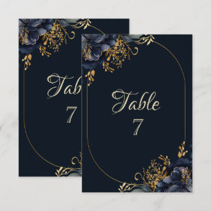 Elegant Navy Blue Flowers Einladung