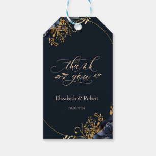 Elegant Navy Blue Flowers Vielen Dank Geschenkanhänger