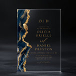 Elegant Navy Blue Gold Agate Wedding Monogram Acryleinladungen<br><div class="desc">Diese elegante Navy Blue Gold Agate Wedding Monogram Acryl Einladung verbindet modernen Luxus mit zeitloser Eleganz. Dieses stilvolle und zeitgenössische Interieur in einem marineblauen Design mit glänzenden Goldakzenten eignet sich perfekt für Paare, die eine schicke und raffinierte Ästhetik suchen. Das individuelle Monogramm-Detail fügt eine personalisierte Touch hinzu und macht es...</div>