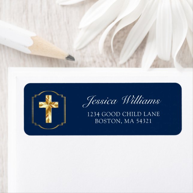 Elegant Navy Blue Gold Cross 1. Kommunaladresse (Insitu)