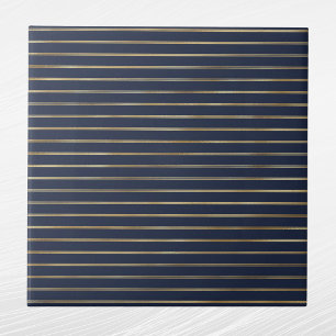 Elegant Navy Blue Gold Double Lines Fliese
