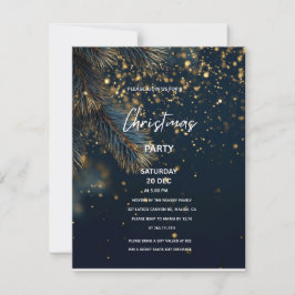 Elegant Navy Blue & Gold Glitter Party Christmas Einladung