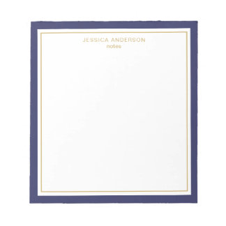 Elegant Navy Blue Gold Personalisiert Notizblock