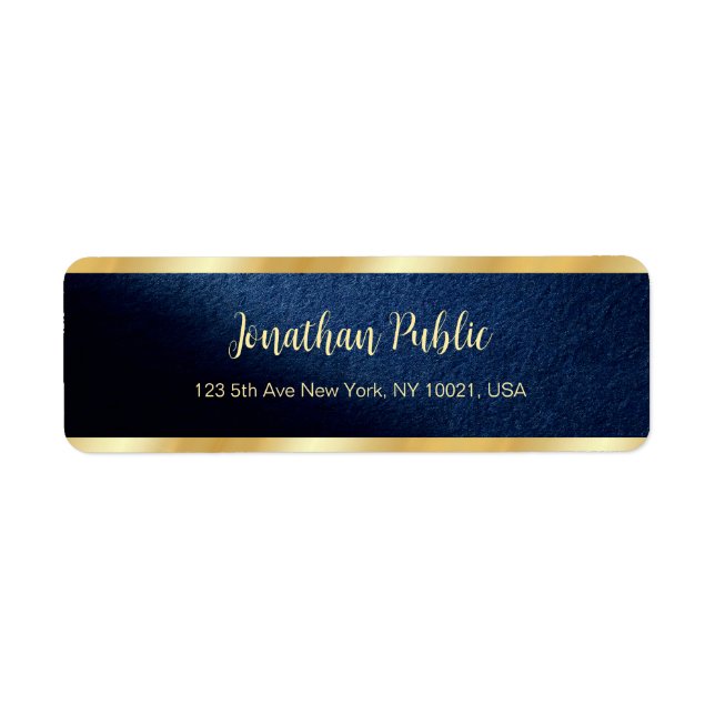 Elegant Navy Blue & Gold Template Return Address (Vorne)