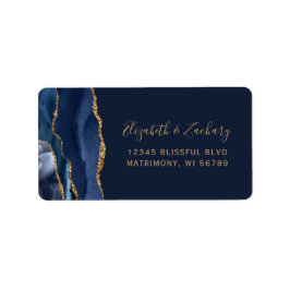 Elegant Navy Blue Gold Wedding RSVP Selbstadresse Adressaufkleber