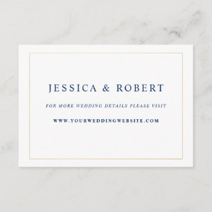 Elegant Navy Blue Gold Wedding Website Beipackkart Begleitkarte