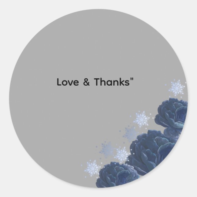 Elegant Navy Blue Gold Winter Wedding Favor Sticke Runder Aufkleber (Vorderseite)