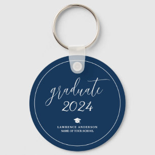 Elegant Navy Blue Graduate 2024 Abschluss Schlüsselanhänger