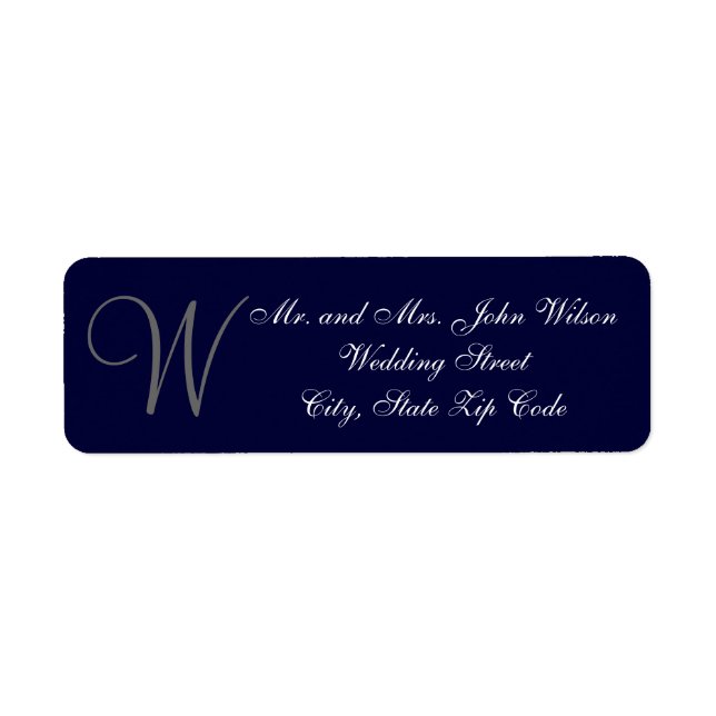 Elegant Navy Blue Gray Monogram Wedding Einladung (Vorne)