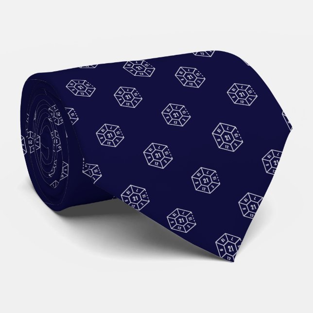 Elegant Navy Blue Gray Number Dice Krawatte (Gerollt)