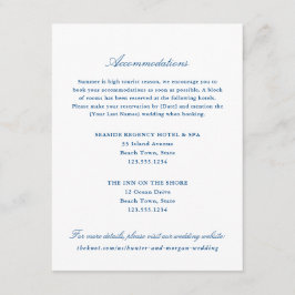 Elegant Navy Blue Hotel Unterkünfte Begleitkarte