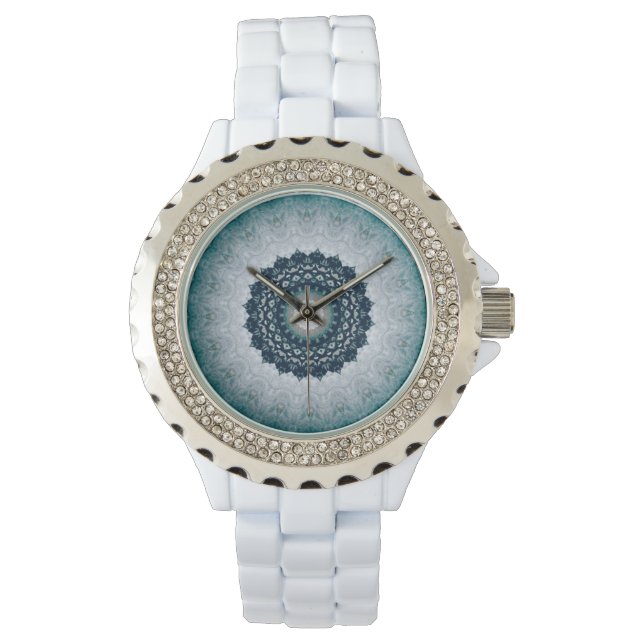 Elegant Navy Blue Mandala Armbanduhr (Vorderseite)