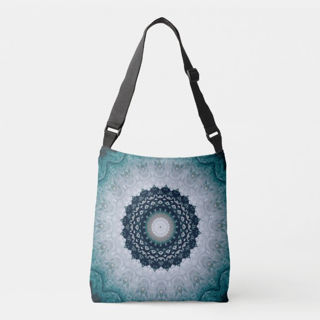 Elegant Navy Blue Mandala Tragetaschen Mit Langen Trägern (Vorderseite)